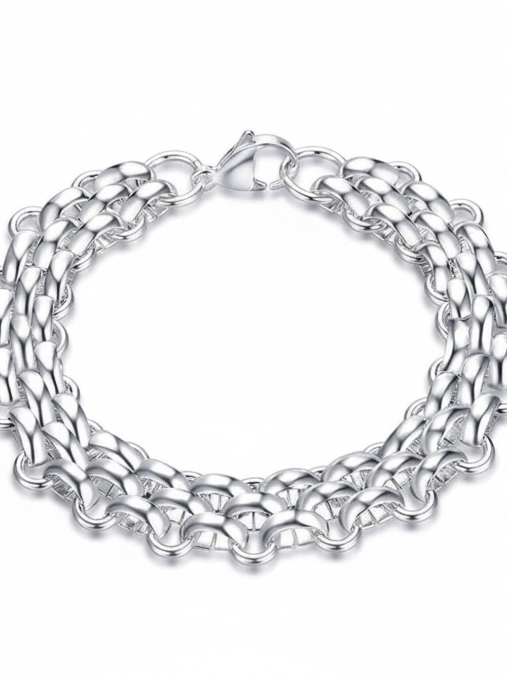 Womens Stainless Steel Silver Chain Bracelet